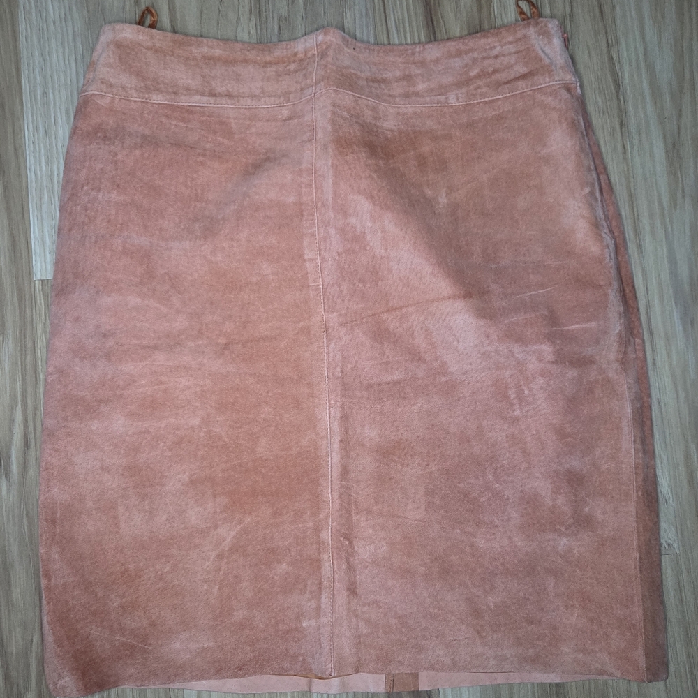 Express Orange Tan Leather Pencil Skirt Casual Work Size 10